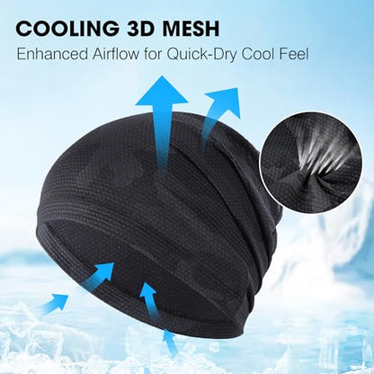 WTACTFUL 3-Pack Breathable Cooling Skull Cap for Men Women Thin Beanie - color: Camoblack+camogray+camoblue