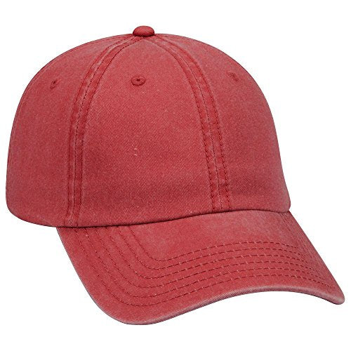 OTTO Garment Washed Pigment Dyed Cotton Twill 6 Panel Low Profile Dad Hat - color: Red