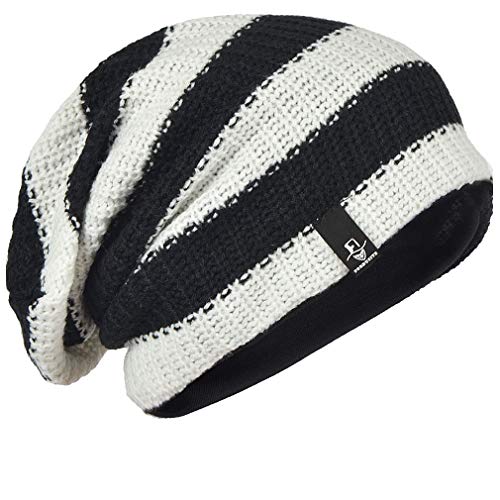 FORBUSITE Mens Slouchy Long Beanie Knit Cap for Summer Winter, Oversize - color: B09-white, size: Large