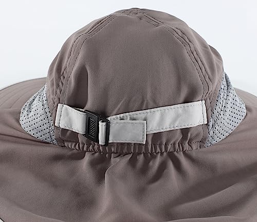 Connectyle Kids Sun Hat Adjustable Fishing Hat for Boys Grils Breathable UPF 50+ Protection Outdoor Beach Hat with Neck Flap - color: Deep Gray