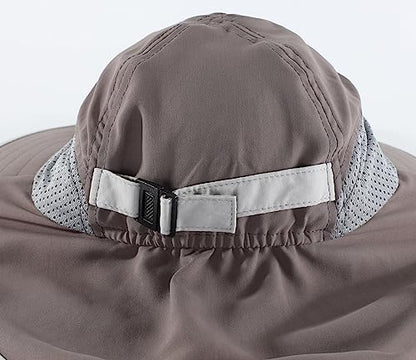 Connectyle Kids Sun Hat Adjustable Fishing Hat for Boys Grils Breathable UPF 50+ Protection Outdoor Beach Hat with Neck Flap - color: Deep Gray