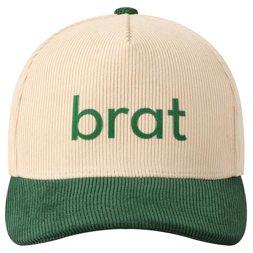 MIRMARU Vintage Novelty Heat Pressed Two-Tone Cotton Corduroy Trucker Baseball Cap for Men & Women - color: Brat,green