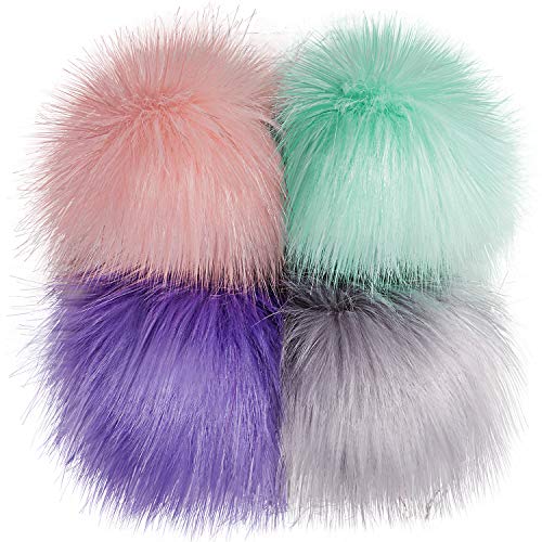 Tatuo 16 Pcs Faux Fur Pom Poms for Hats, Pink Mixed Colors - color: Pink Mixed Colors