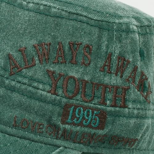 3Pcs Cadet Military Hat Washed Cotton Adjustable Flat Cap for Men