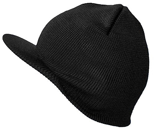 TOP HEADWEAR Winter Cuffless Beanie Visor - color: Black