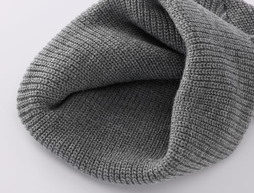 Connectyle 2 Pack Classic Cuffed Beanie Hat for Men & Women Warm Winter Knit Hat Thick Beanies Skull Cap Acrylic Watch Cap - color: Black+light Grey