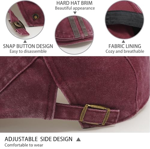 Initlove Mens Newsboy Cap Washed Beret Ivy Hat Flat Hats for Cabbie Driving - color: B Wine Red