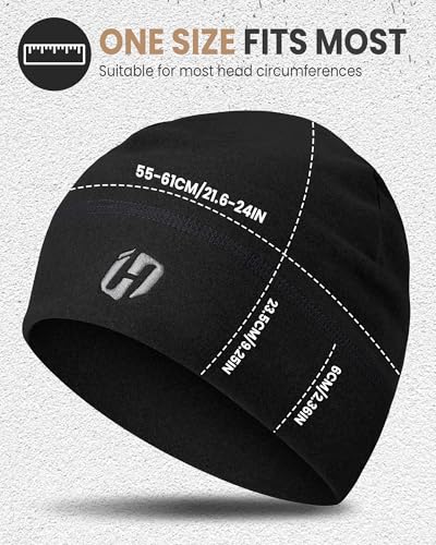 HASAGEI Thermal Running Hat - Men's Skull Cap Cycling Cap Under Helmet for Winter - color: Black