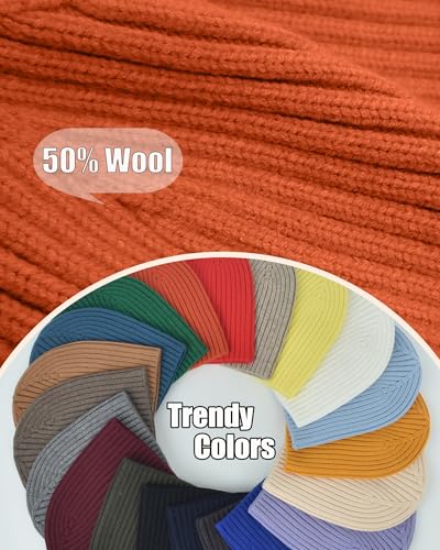 ROYBENS Wool Beanie for Men Women, Seamless Knit Warm Winter Hat Skull Caps - color: 1pcs-orgage