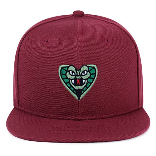 Snake Hip-Hop Snapback Hat Embroidered Baseball Cap Cobra - color: 11. Maroon