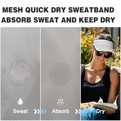 Sun Visor Caps Foldable Brim Adjustable Visor Hats for Women Men - color: Grey+deeppurple G