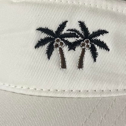 Embroidered Adjustable Sun Visor for Women Men Outdoor Golf Tennis - color: Palm Tree/White