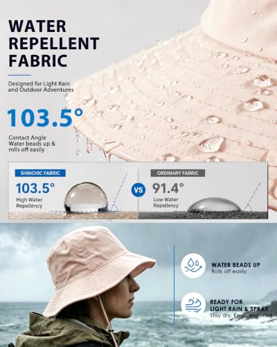 Water-Resistant UPF 50+ Sun Bucket Hat Packable Brimmed for Women Men - color: Beige
