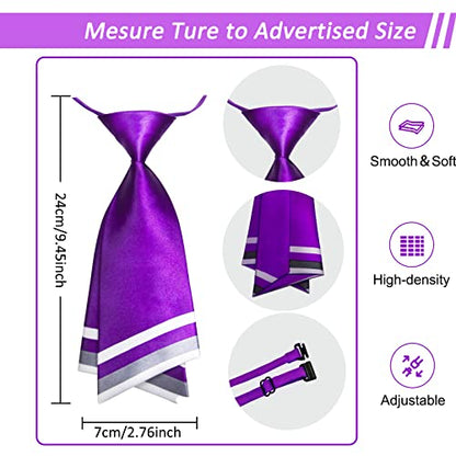 Mantieqingway Women Uniform Necktie Adjustable Strap Striped Pre-tie Ties - color: Purple