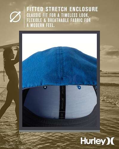 Hurley Mens Baseball Cap - Lightweight H2O-DRI Breathable Moisture Wicking Curved Brim Fitted Hats for Men - color: Coastal Blue, size: Large-X-Large