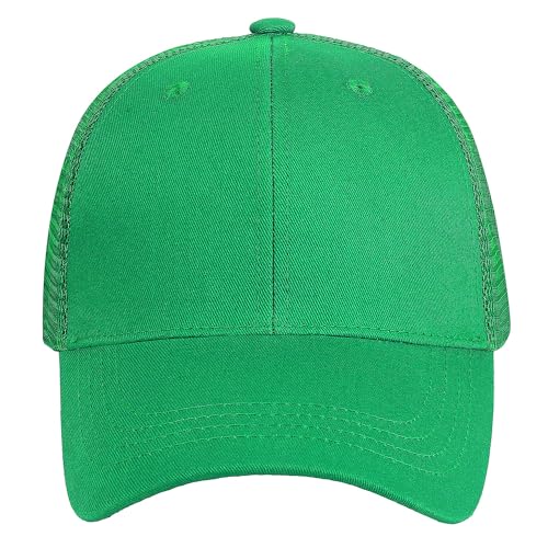 Falari Trucker Hat Baseball Cap Structured Plain Design 6 Panel, Adjustable Size - color: 1pk Kelly Green
