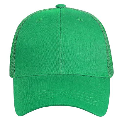 Falari Trucker Hat Baseball Cap Structured Plain Design 6 Panel, Adjustable Size - color: 1pk Kelly Green