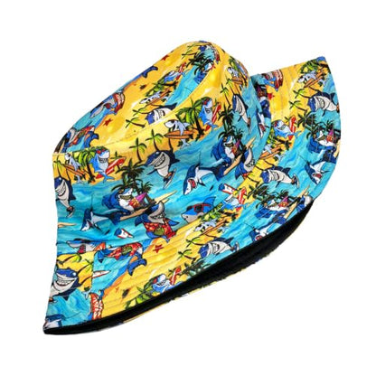 Quanhaigou Bucket Hats Unisex Summer Travel Beach Fisherman Cap for Men Women Teens - color: Cartoon Shark