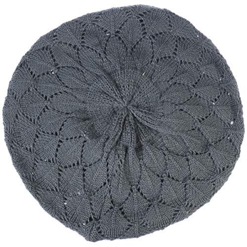 an Womens Lightweight Cut Out Knit Beanie Beret Cap Crochet Hat - Many Styles - color: 2681charc