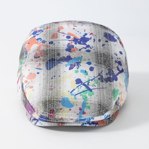 Quanhaigou Men's Cotton Flat Ivy Gatsby Newsboy Driving Hat Adjustable Irish Cabbie Ivy Driving Hunting Cap - color: Graffiti