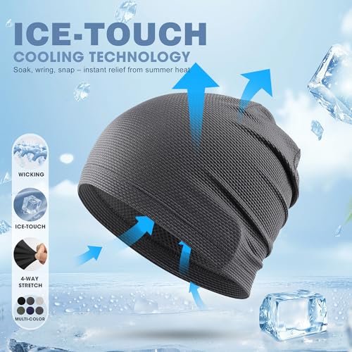 Justrideon 3-Pack Cooling Skull Cap Breathable 3D Honeycomb Mesh Men Women - color: Black + Gray + White