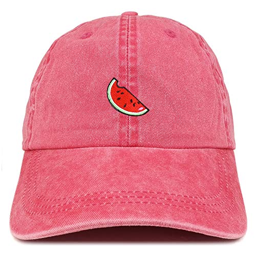 Armycrew Watermelon Embroidered Patch Unstructured Cotton Washed Baseball Cap - color: Red