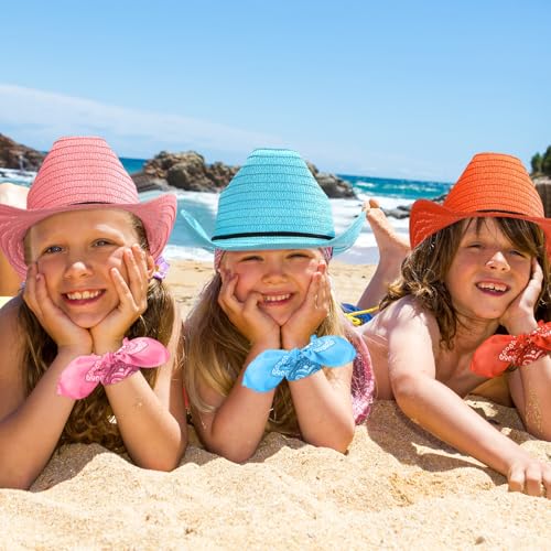 SATINIOR 12 Set Kids Cowboy Hats Bulk with Bandanas - color: Colorful Colors