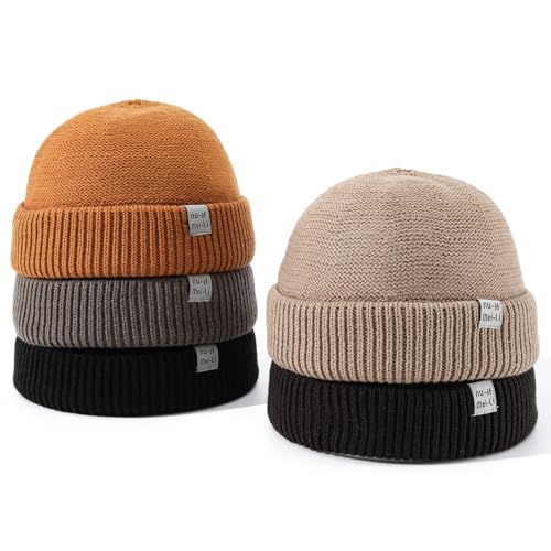 Soft Beanie Hat for Women Men Winter Knit Hat Roll-up Cuffed Harbour Hat Skull Cap Warm Swag Fisherman Ski Caps - color: Mg-zzm2590-orange