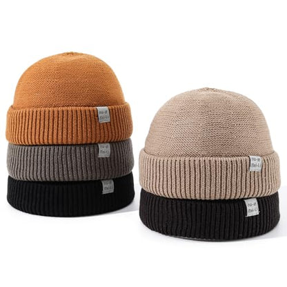 Soft Beanie Hat for Women Men Winter Knit Hat Roll-up Cuffed Harbour Hat Skull Cap Warm Swag Fisherman Ski Caps - color: Mg-zzm2590-orange