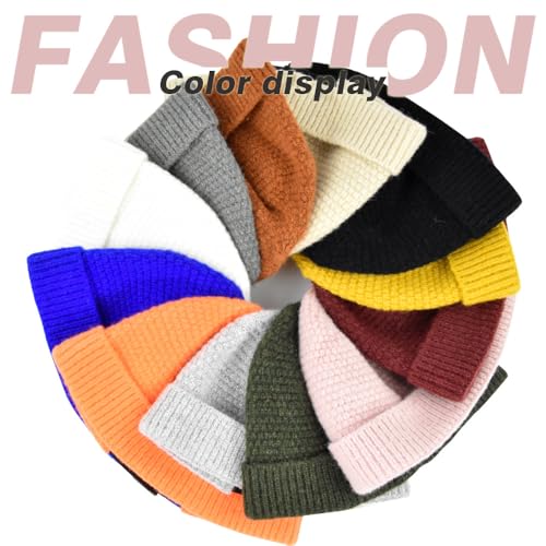 Mens Brimless Hats Adjustable Docker Cap Unisex Winter Casual Knitted Beanie Skull Caps - color: White