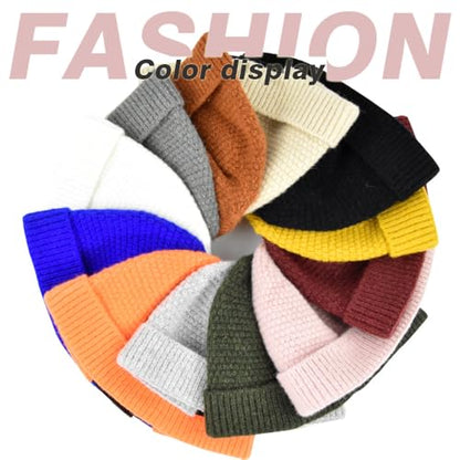 Mens Brimless Hats Adjustable Docker Cap Unisex Winter Casual Knitted Beanie Skull Caps - color: White