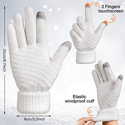 Syhood 4 Pcs Hat and Glove Set Winter Beanie and Glove Set - color: Black and White