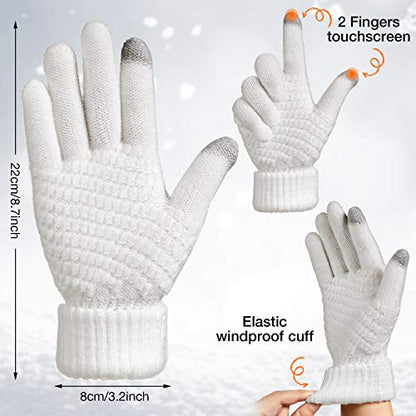 Syhood 4 Pcs Hat and Glove Set Winter Beanie and Glove Set - color: Black and White