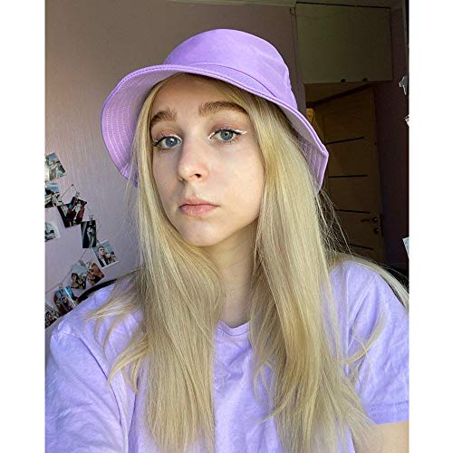 Wheebo Solid Color Bucket Hat for Women Summer Beach Fishmen Hat for Lady Adult Unisex Cotton Cap…… - color: A-sc-lavender