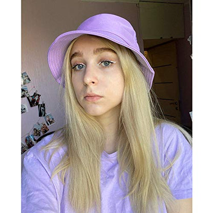 Wheebo Solid Color Bucket Hat for Women Summer Beach Fishmen Hat for Lady Adult Unisex Cotton Cap…… - color: A-sc-lavender
