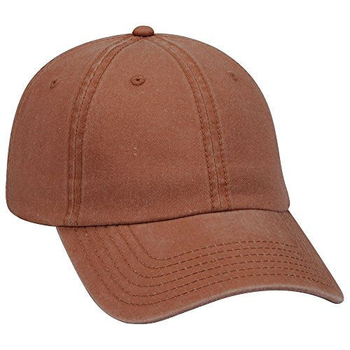 OTTO Garment Washed Pigment Dyed Cotton Twill 6 Panel Low Profile Dad Hat - color: Tx. Orange