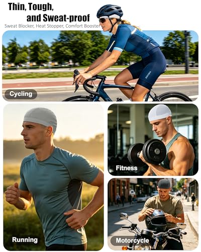 3PCS Cooling Breathable Skull Cap for Men Women Helmet Liner Caps - color: 3pcs(black+light Grey+dark Grey)