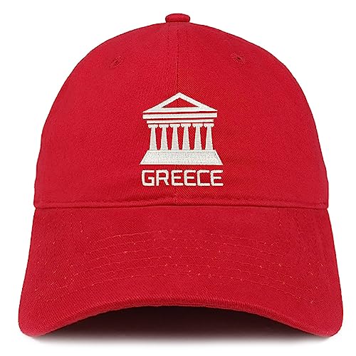 Trendy Apparel Shop Greece Embroidered Soft Crown 100% Brushed Cotton Cap - color: Red