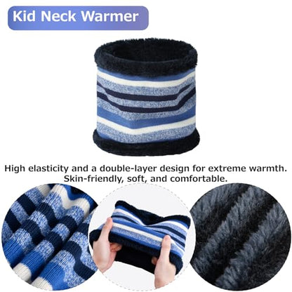 Azarxis Kids Winter Knitted Set Toddler Beanies Hat Scarf Gloves for Boys - color: Blue