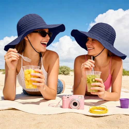 Sun Hat for Men Women UV Protection Wide Brim Fishing Hats Breathable UPF 50+ Boonie Bucket Hats Beach Safari Hiking Garden - color: Navy