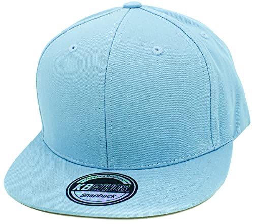 KBETHOS Classic Snapback Hat Blank Cap Underbrim Cotton Wool Blend Flat Visor Adjustable Unisex - color: (4.4) Sky Blue
