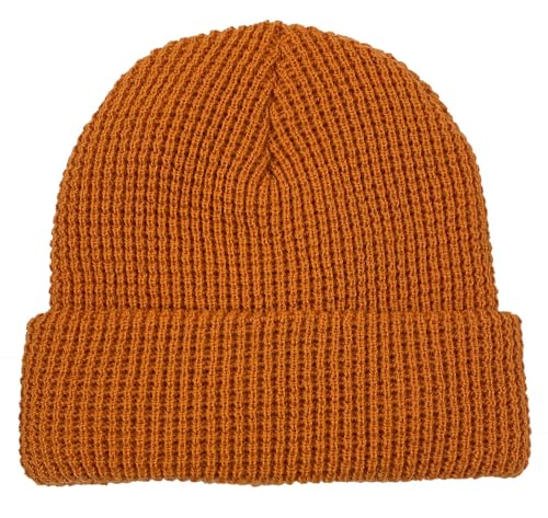 Broner Waffle Knit Cuff Cap - color: Tangerine