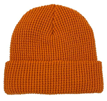 Broner Waffle Knit Cuff Cap - color: Tangerine