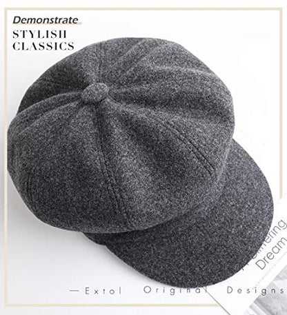 Sumolux Women Beret Newsboy Hat French Cap Classic Winter - color: Gray