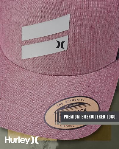 Hurley Mens Lightweight Poly Mesh Back Curved Bill Cap Trucker Hat - color: Burgundy