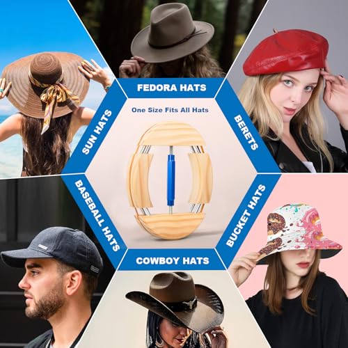 Hat Stretcher 4 Way, Hat Stretcher for Fitted Hats Size 6 7/8 to 8 1/2 - color: 4way Blue