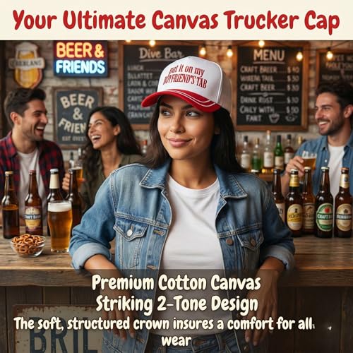 D&Y Retro 2-Tone Canvas Baseball Cap for Women - Funny Embroidered Distressed Snapback, Adjustable Cotton Dad Hat - color: Boyfriends Tap-black