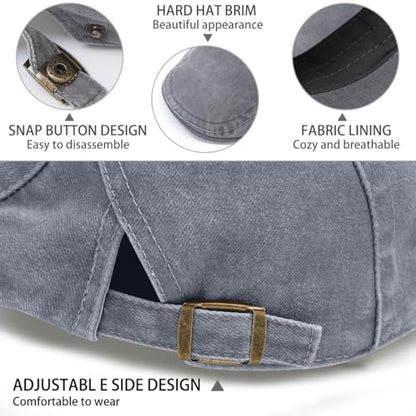 Initlove Mens Newsboy Cap Washed Beret Ivy Hat Flat Hats for Cabbie Driving - color: Grey