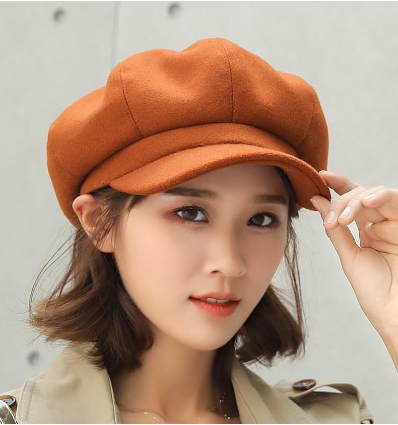 Women Wool-Blend Newsboy-Cap Gatsby Ivy Painter Hat Pageboy Caps - color: Brown