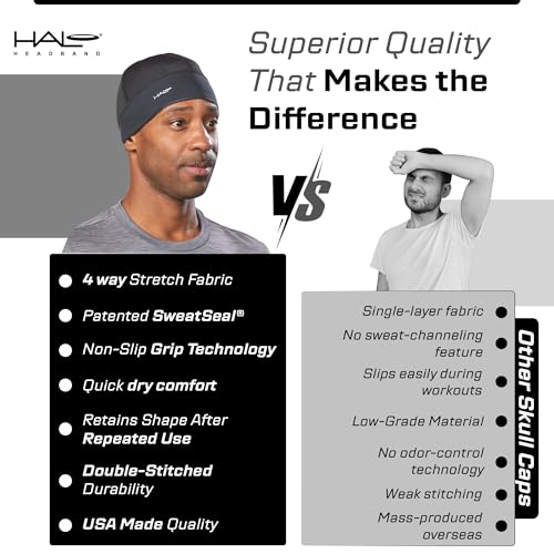 Halo Headband Skull Cap - The Ultimate Sweat Diverting, Absorbent, Lightweight, High Performance Skull Cap - color: Camo Grey